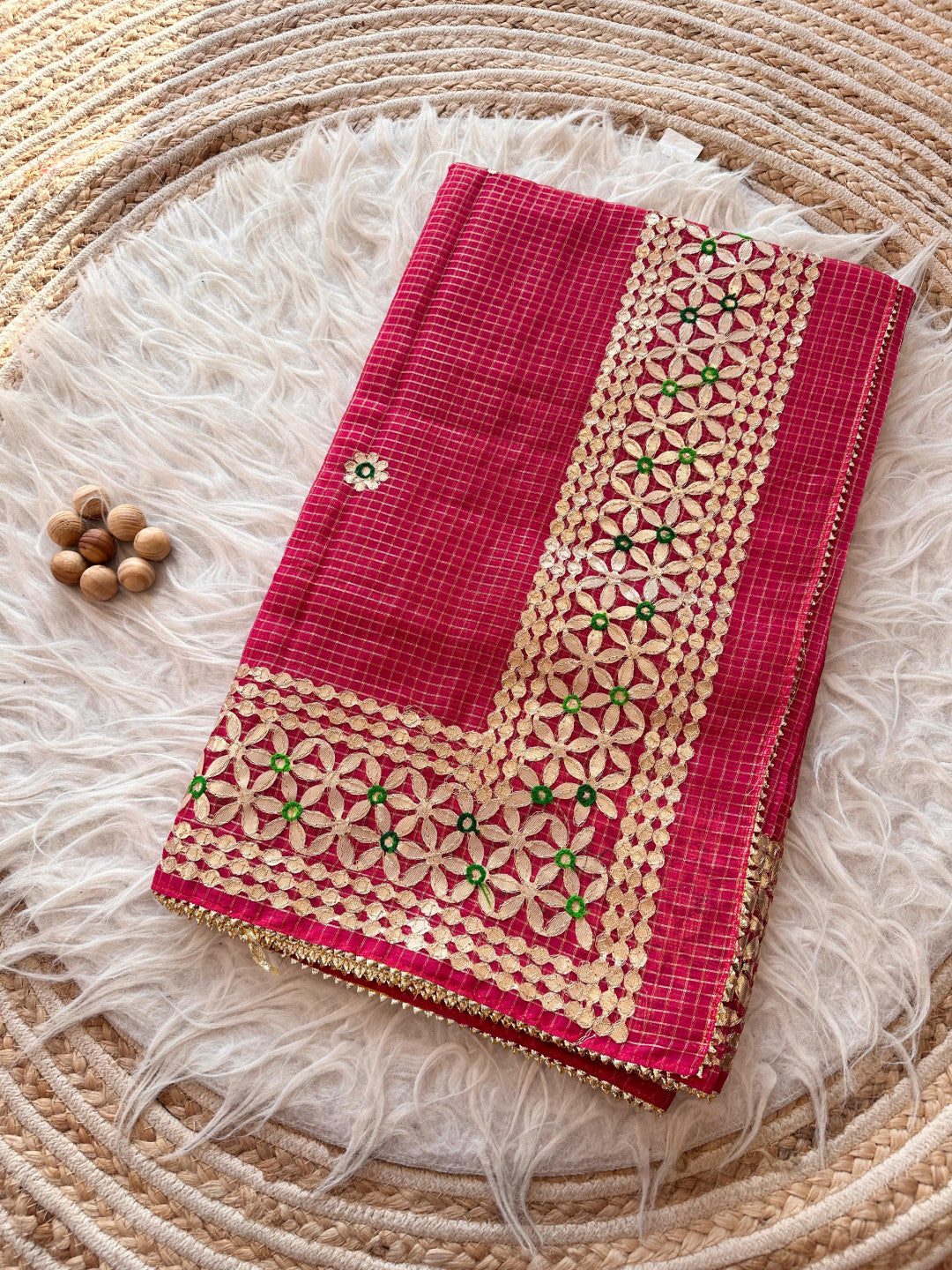 Banarasi Kota Silk Saree with Hand Gota Patti Work