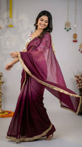 Fancy fandy silk saree with lace border