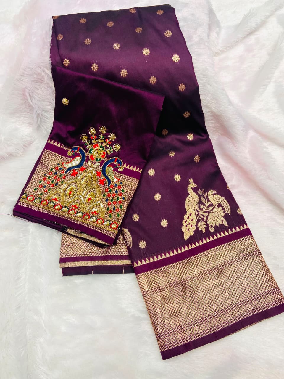 Premium soft banarasi silk saree with zari weaving work