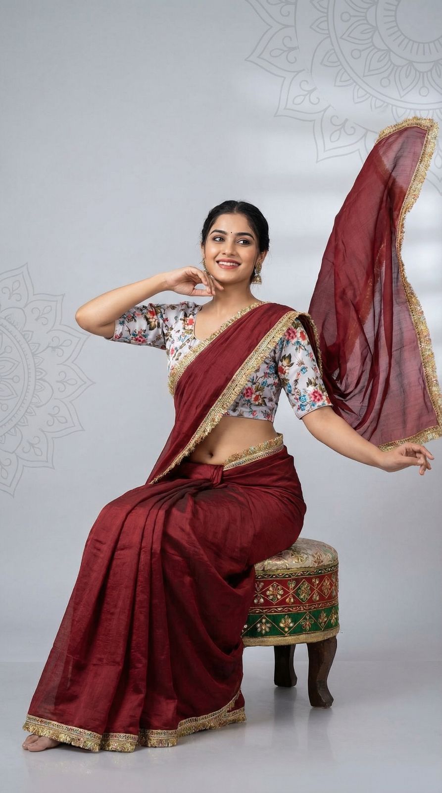 Fancy fandy silk saree with lace border
