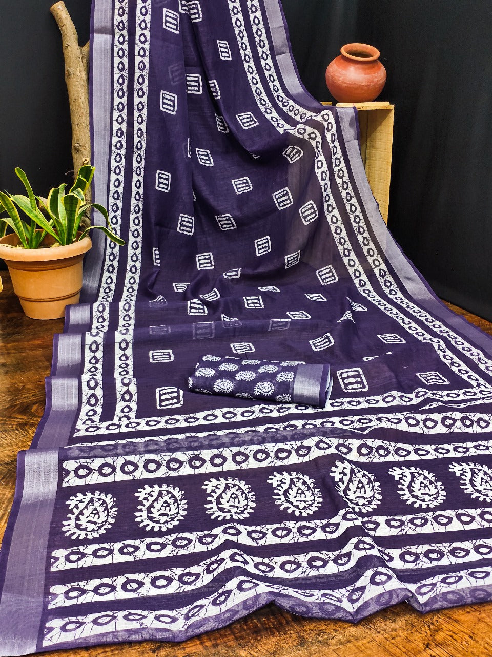 Soft Linen cotton saree