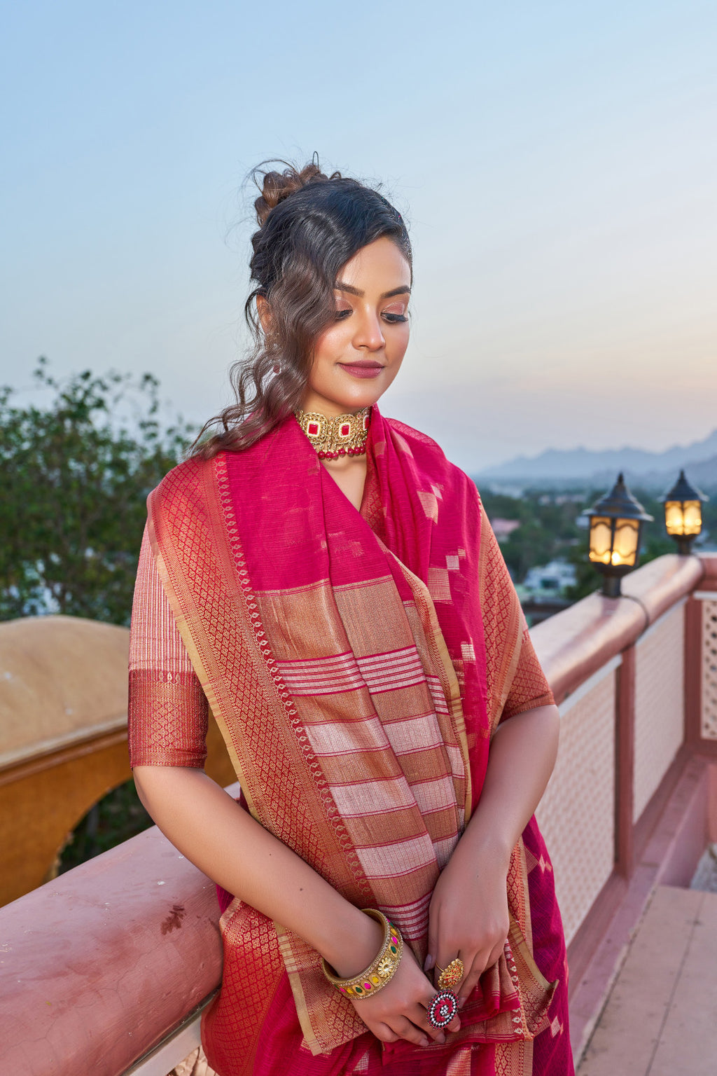 Kota doriya saree with zari weaving work