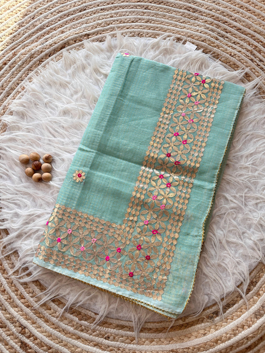Banarasi Kota Silk Saree with Hand Gota Patti Work