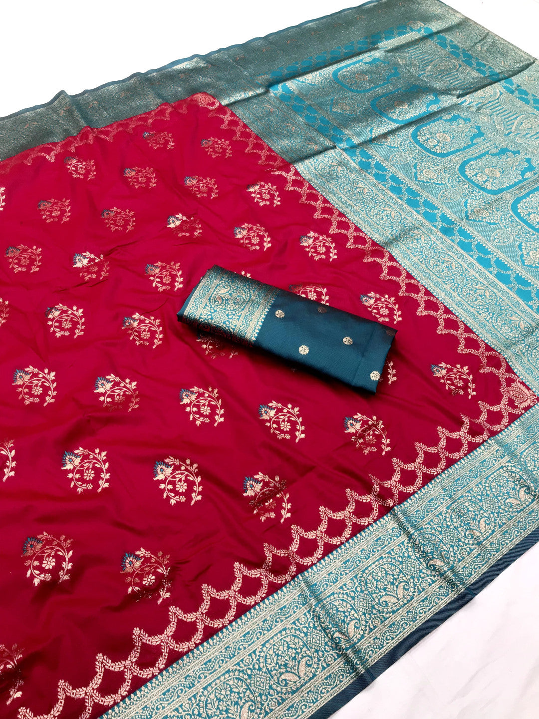 Traditional banarasi silk saree with zari weaving work