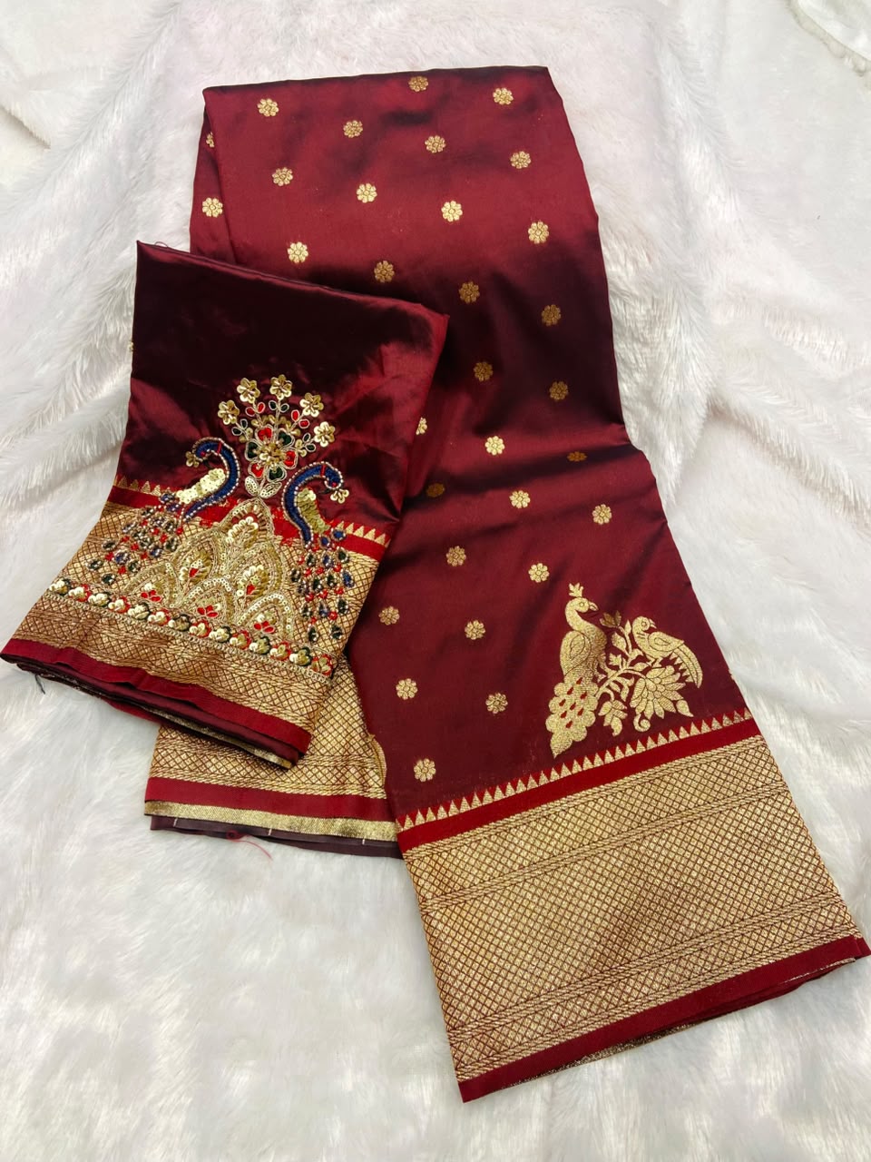 Premium soft banarasi silk saree with zari weaving work