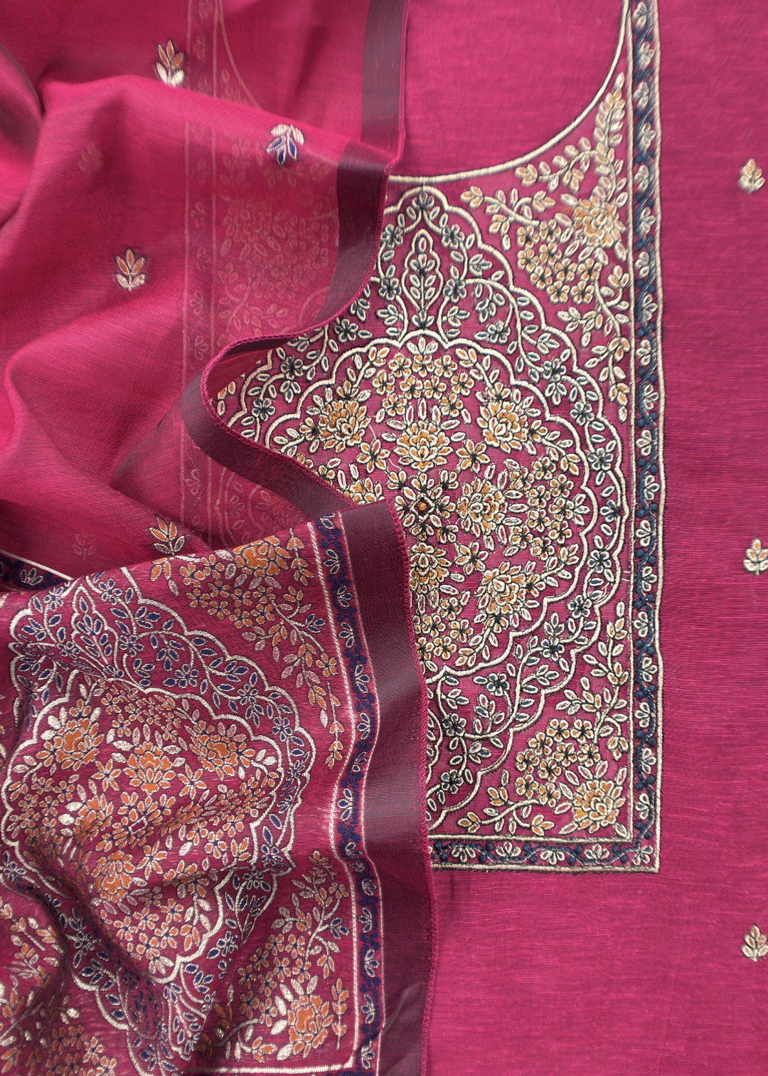 Unstitched Pure Linen Cotton Salwar Suit with Unique Weaving Work