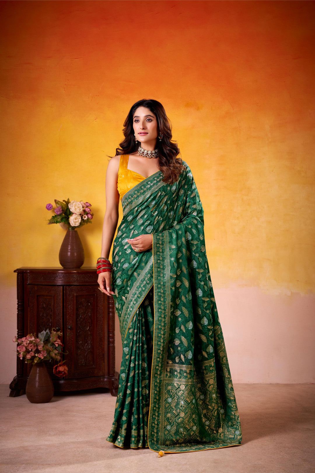 Handloom Dola Silk Saree with Woven Design Work