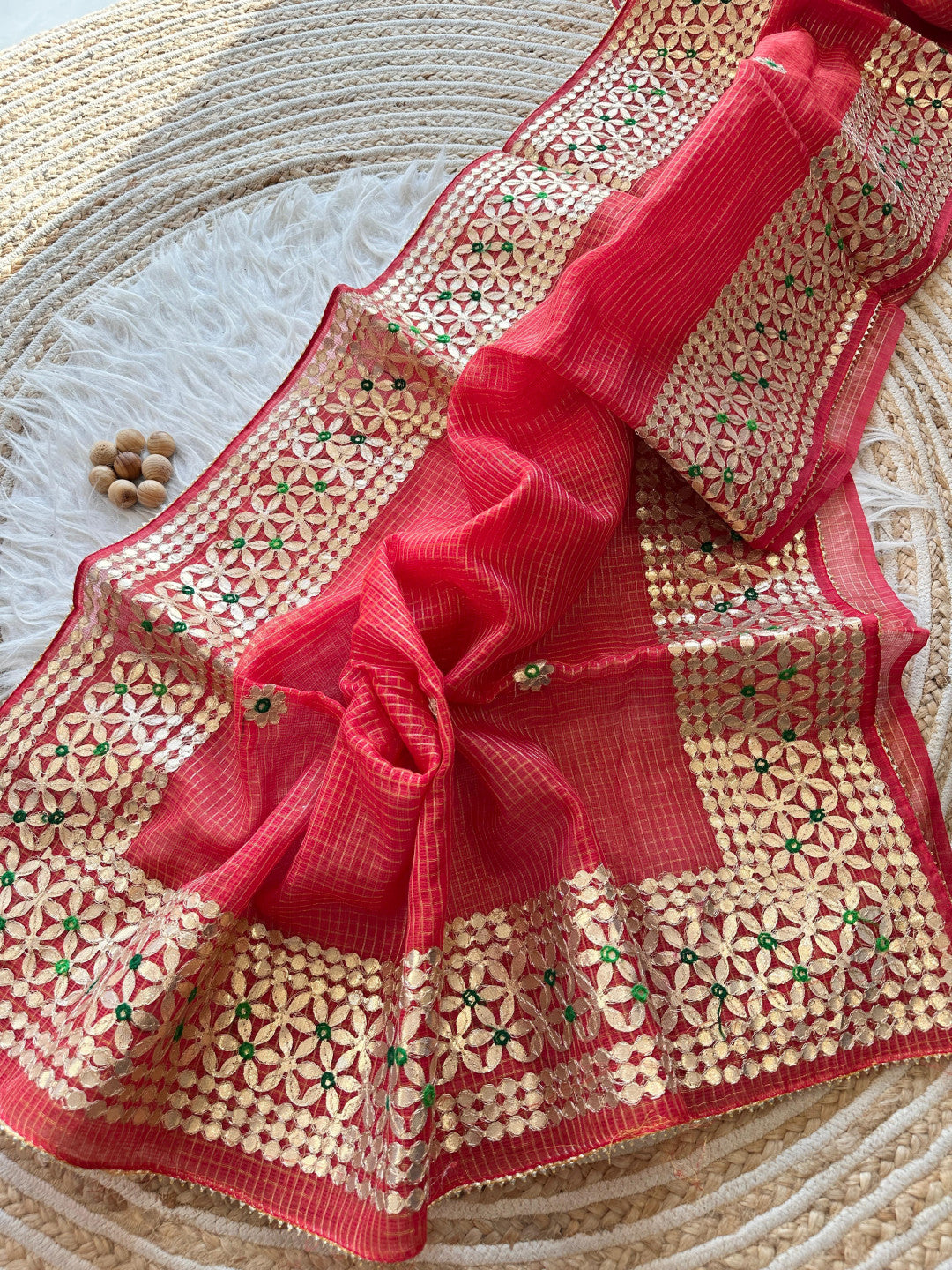 Banarasi Kota Silk Saree with Hand Gota Patti Work