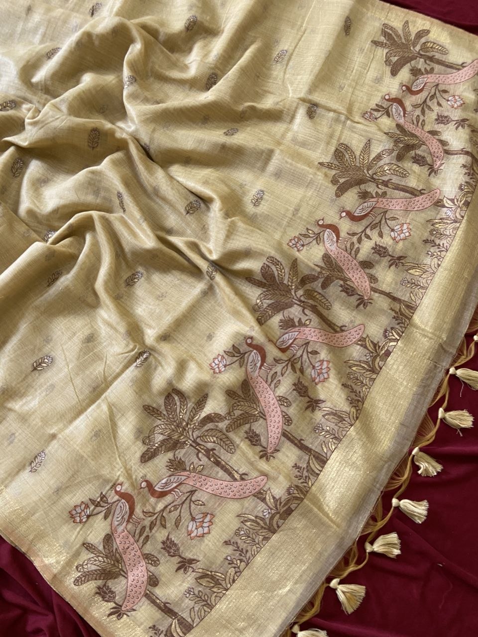Soft muga cotton saree