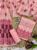 Unstitched Mul Chanderi Salwar Suit with Ikkat Weaving Dupatta & Bottom