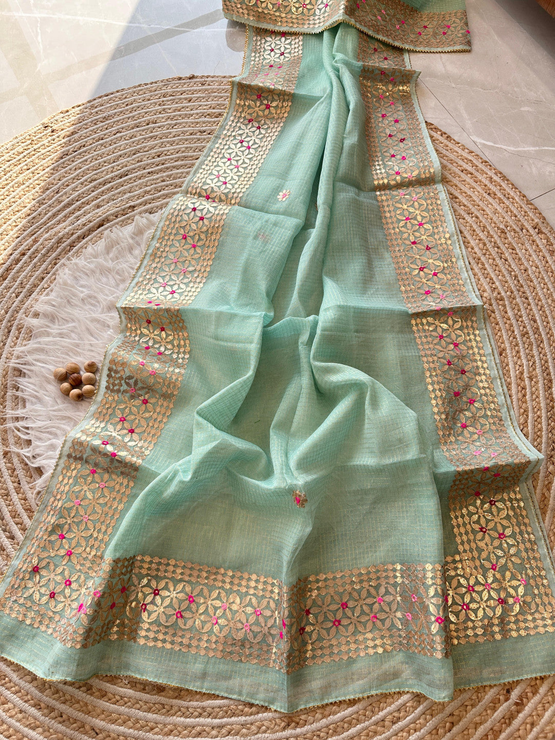 Banarasi Kota Silk Saree with Hand Gota Patti Work