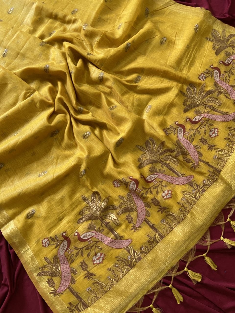 Soft muga cotton saree