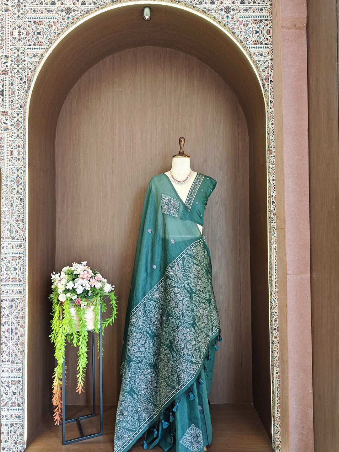 Soft muga cotton saree with pashmina resham weaving pallu work