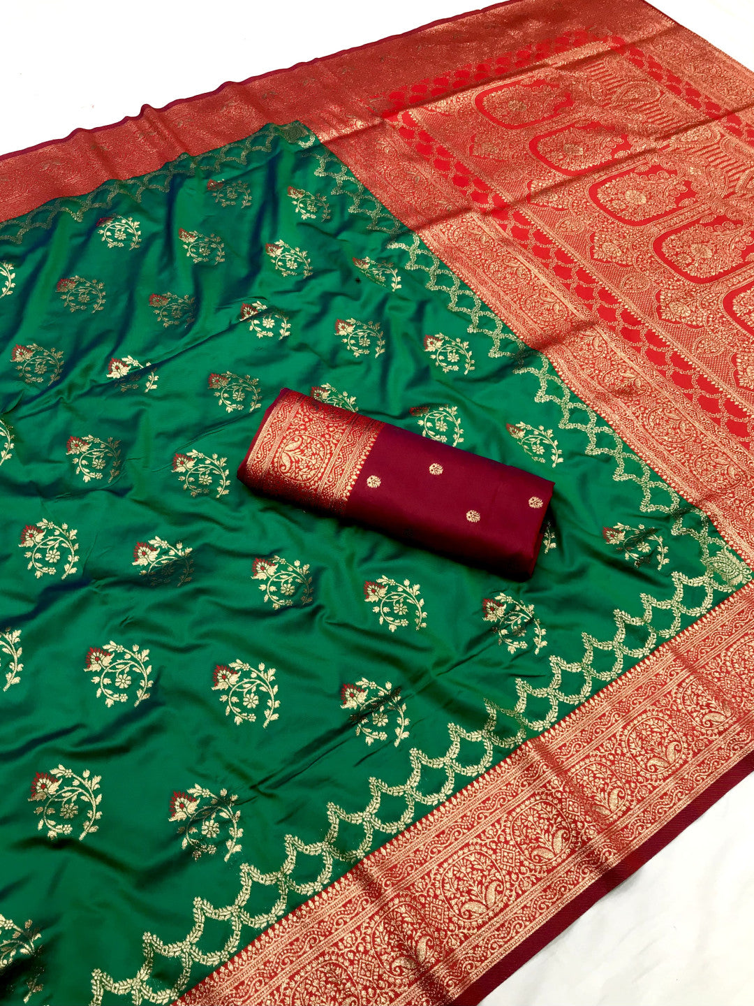 Traditional banarasi silk saree with zari weaving work