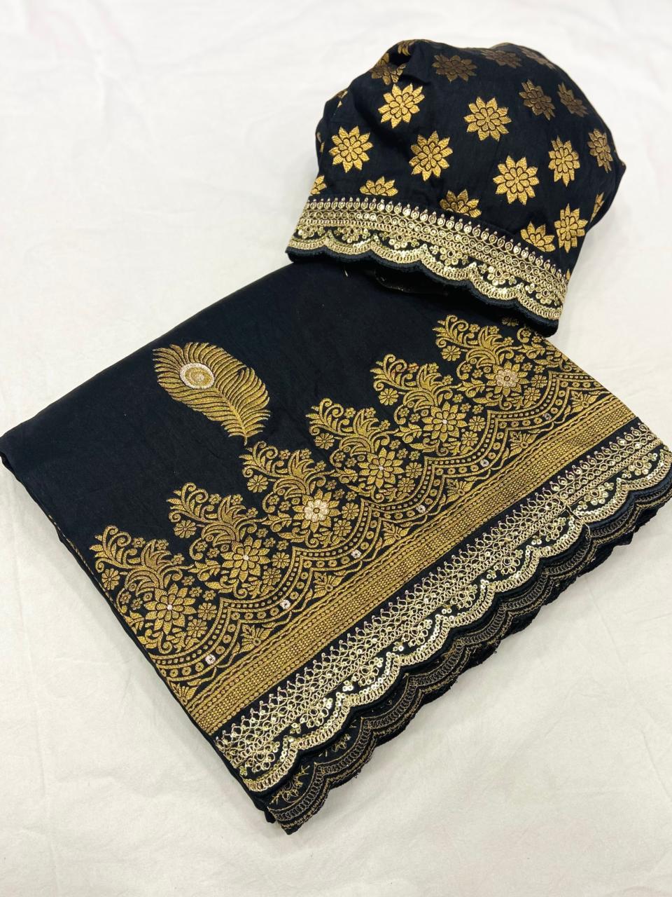 Khaddi georgette silk saree with coding sequence less border