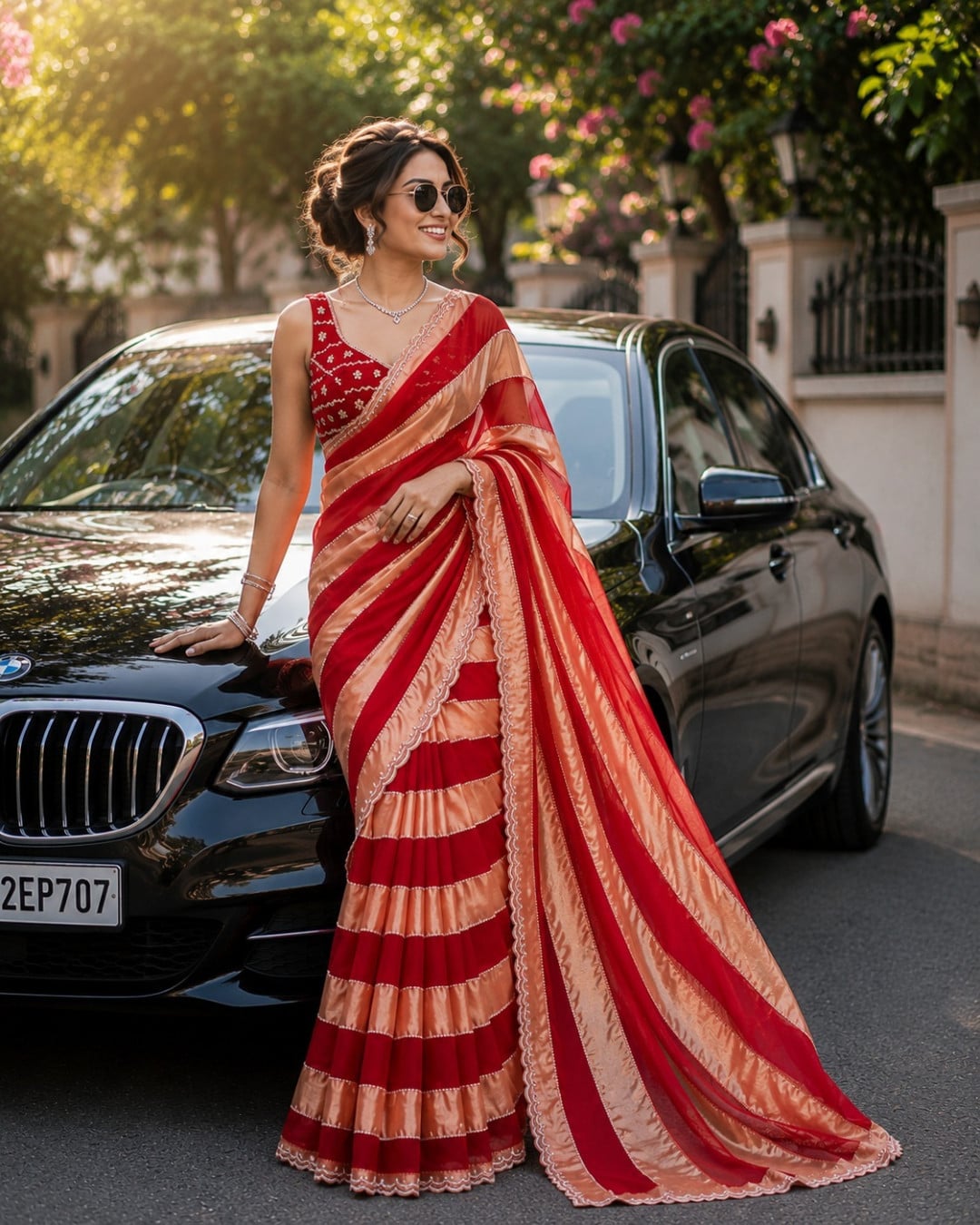 Fancy soft space silk saree with jarkhan and embroidery work