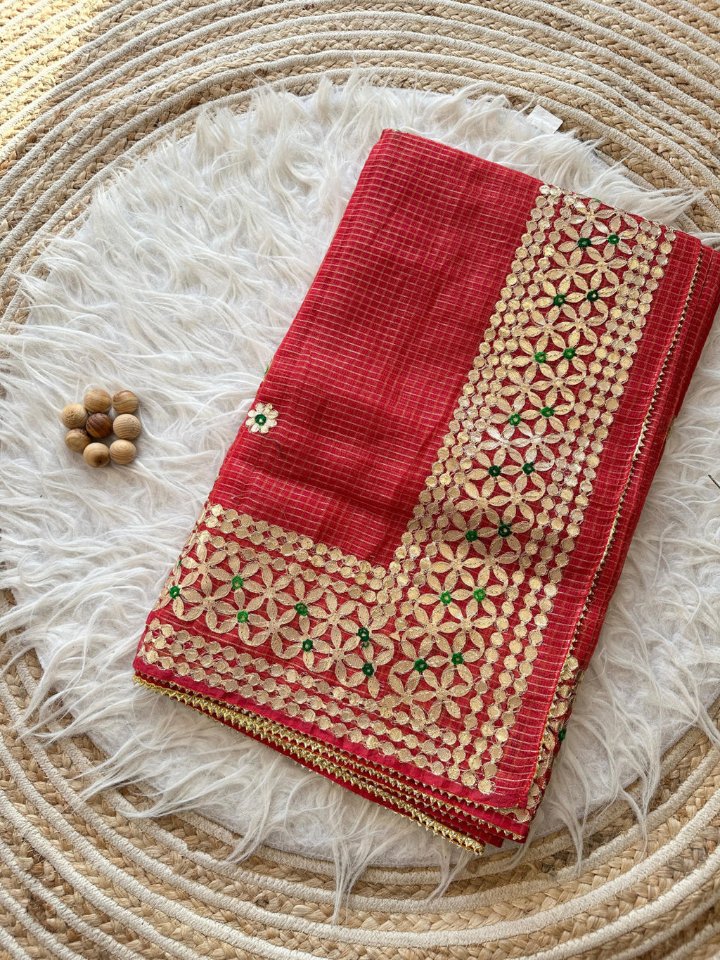 Banarasi Kota Silk Saree with Hand Gota Patti Work