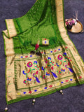 Soft viscose Modal hand bandhej paithani saree with Meena weaving work
