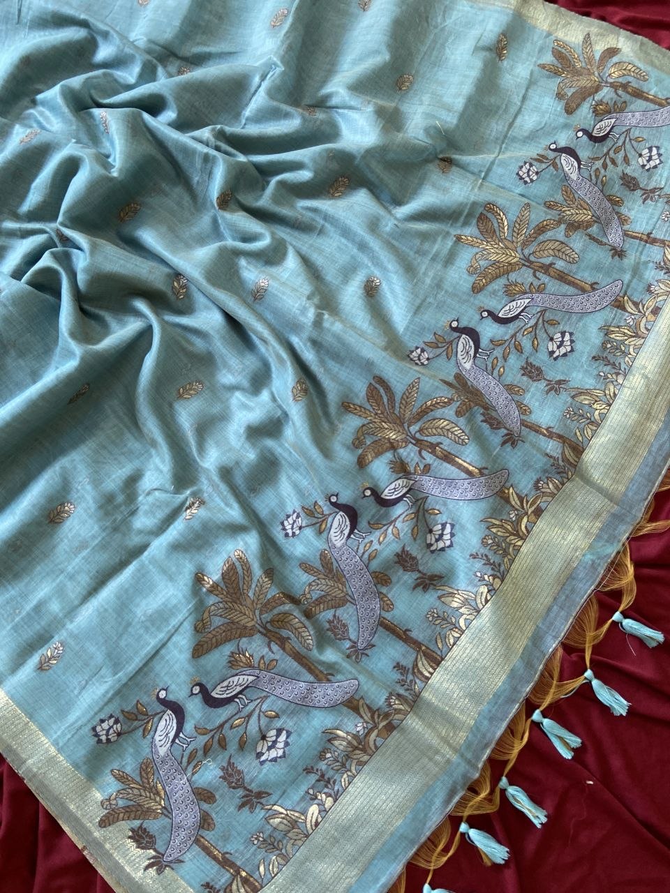 Soft muga cotton saree