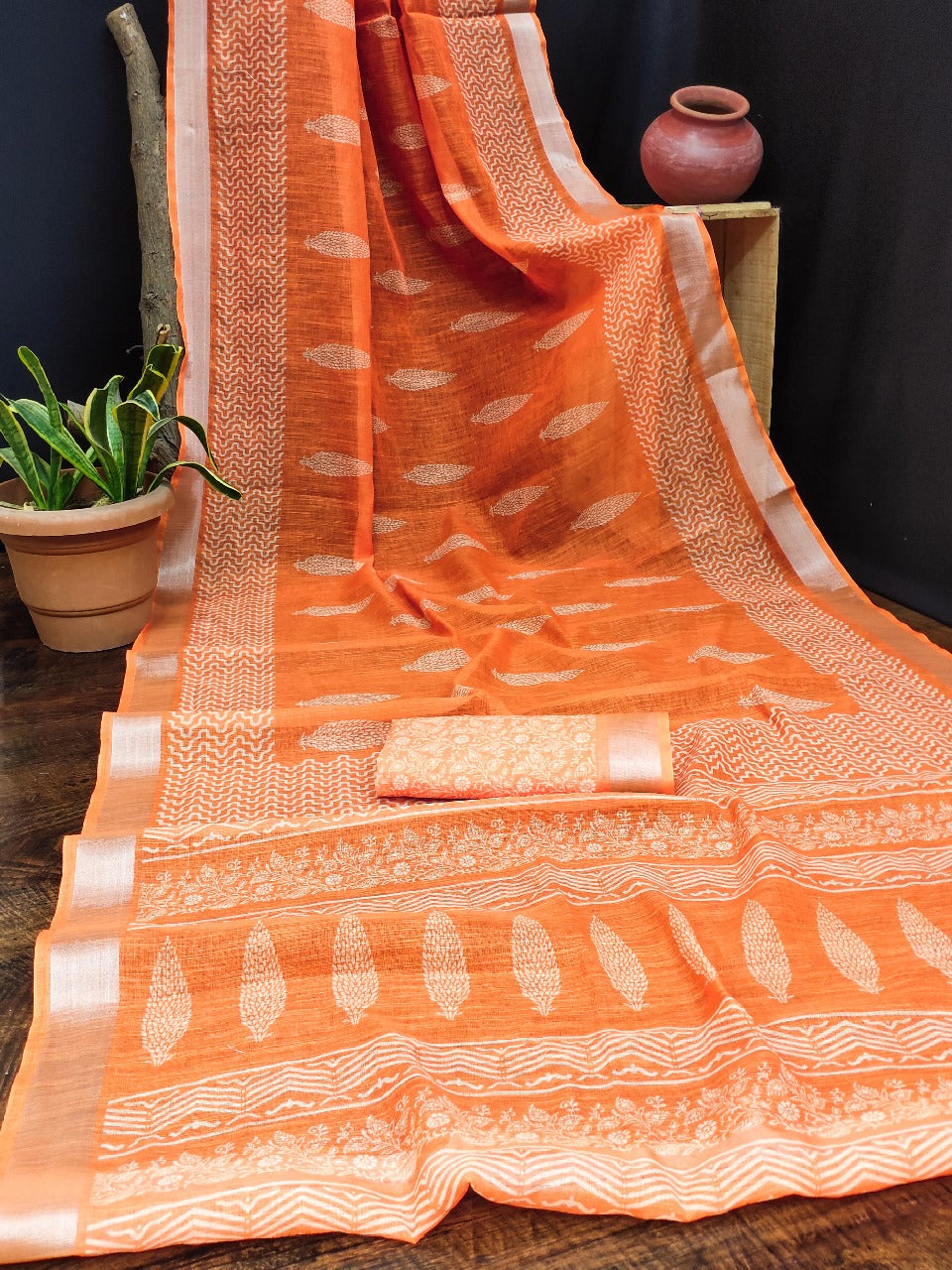 Soft Linen cotton saree