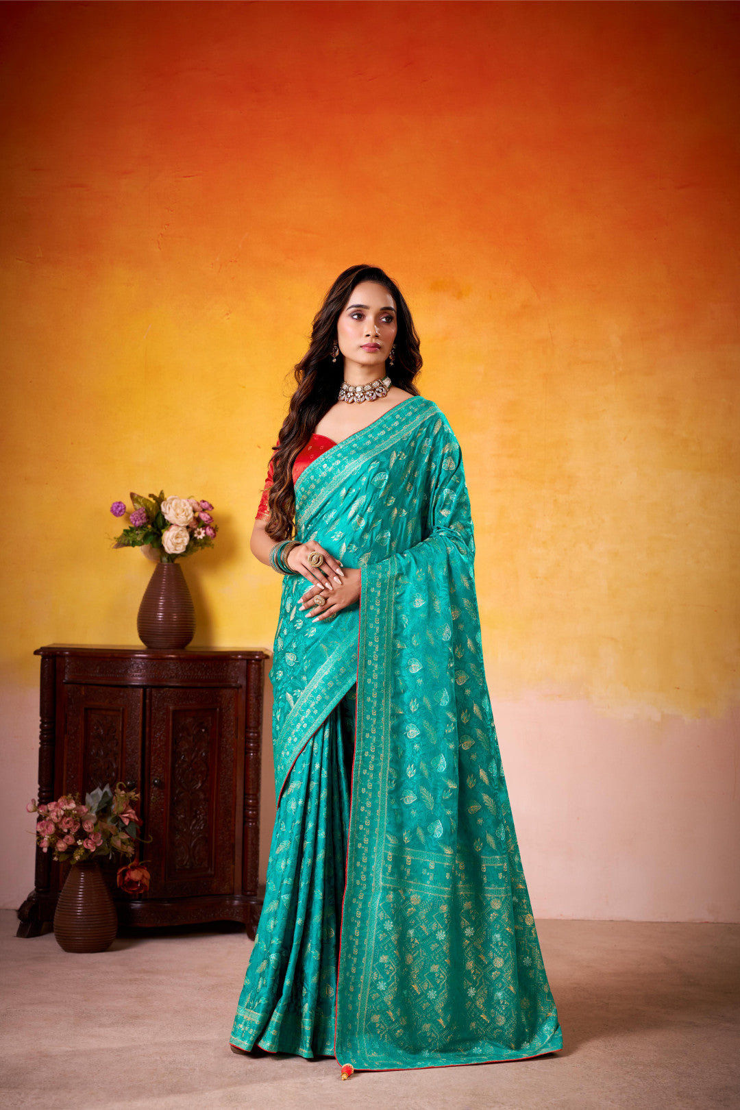 Handloom Dola Silk Saree with Woven Design Work