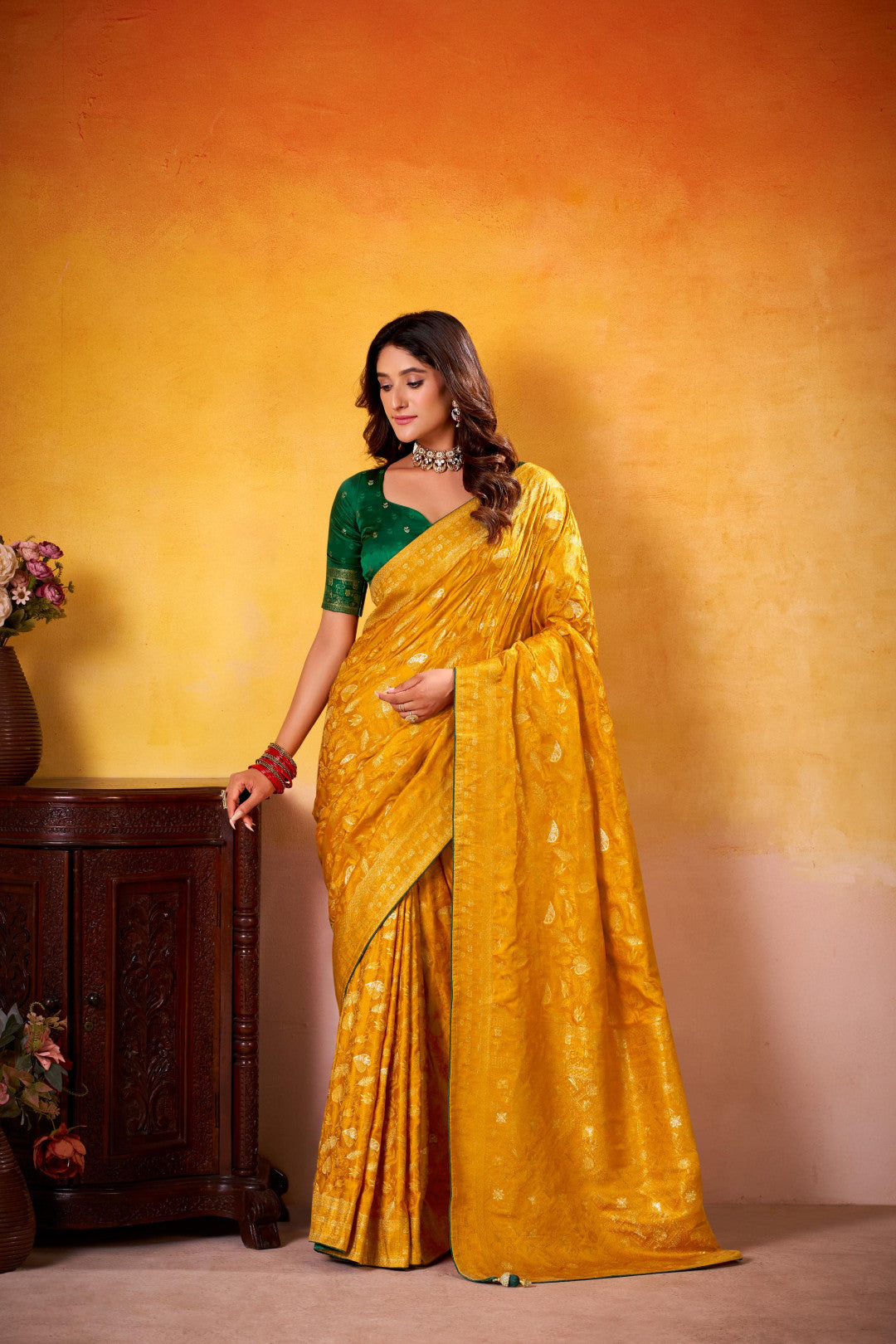 Handloom Dola Silk Saree with Woven Design Work