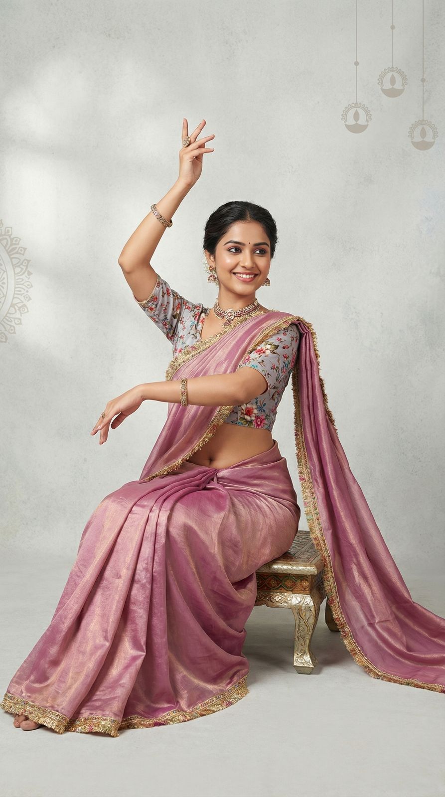 Fancy fandy silk saree with lace border