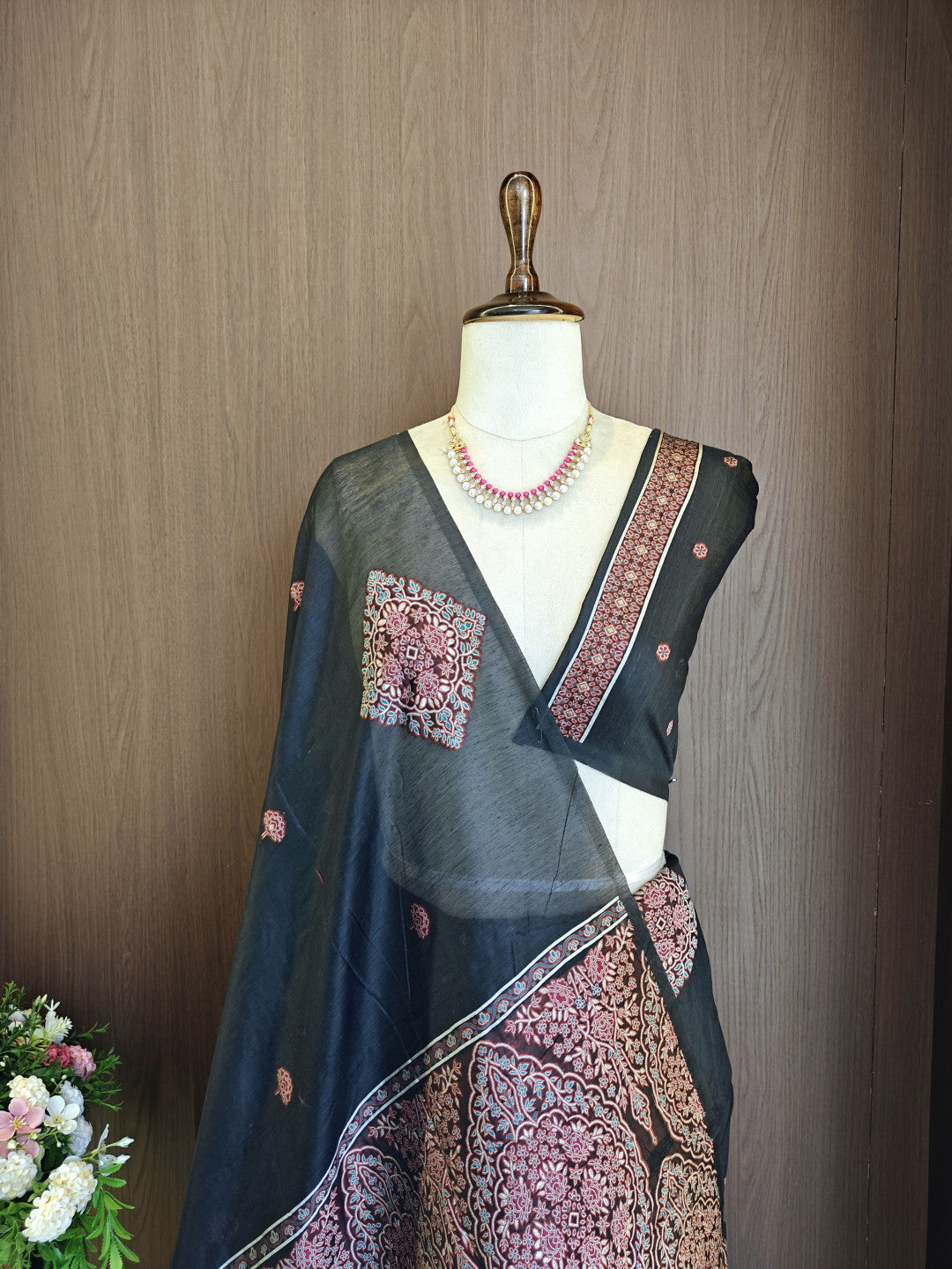Soft muga cotton saree with pashmina resham weaving pallu work
