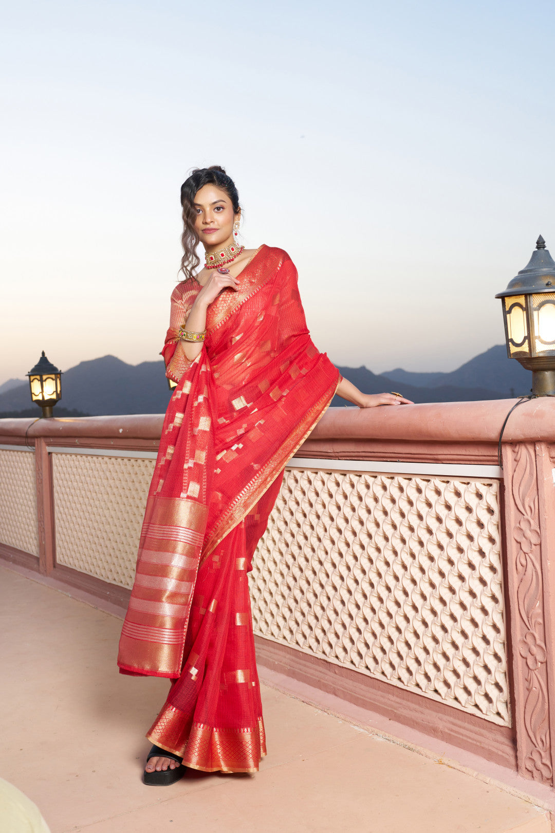 Kota doriya saree with zari weaving work