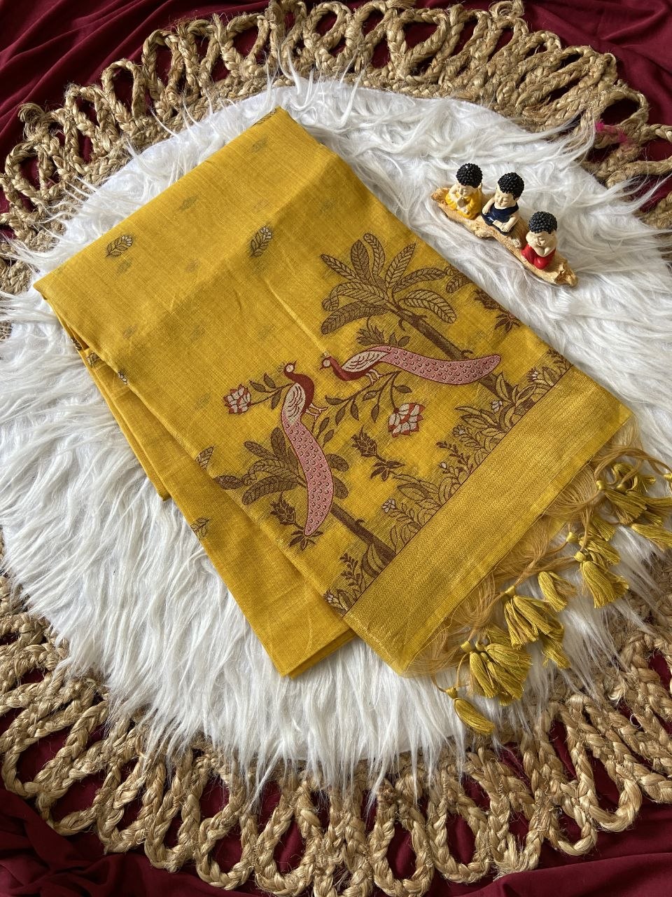 Soft muga cotton saree