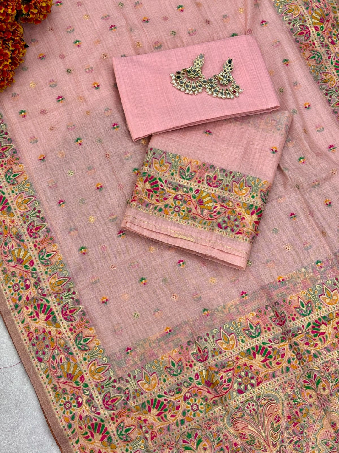 Unstitched jamdani cotton salwar suite