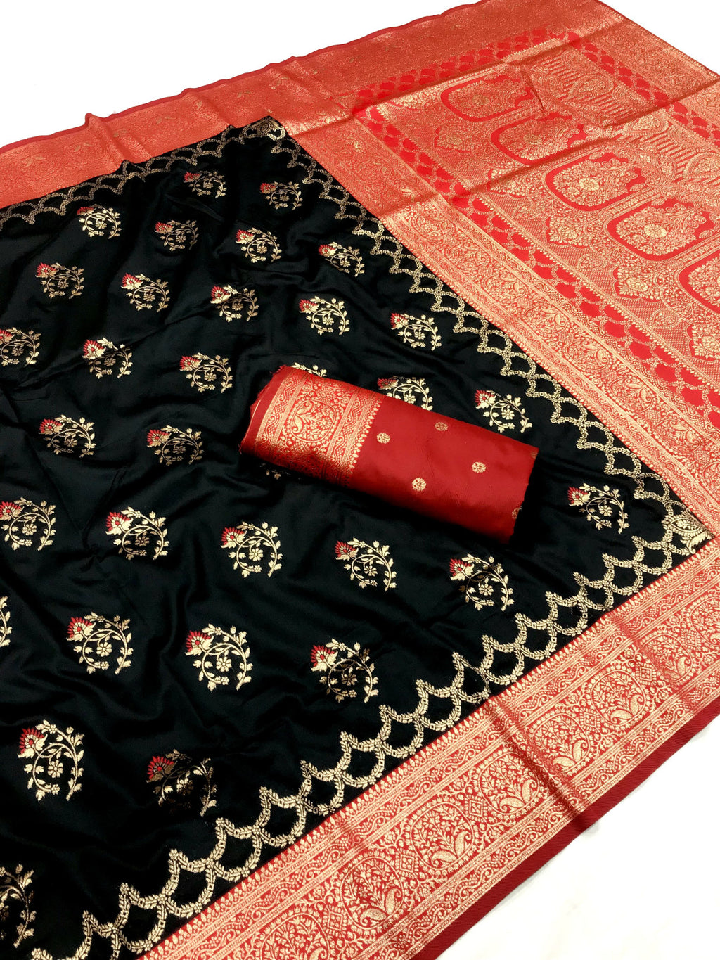 Traditional banarasi silk saree with zari weaving work