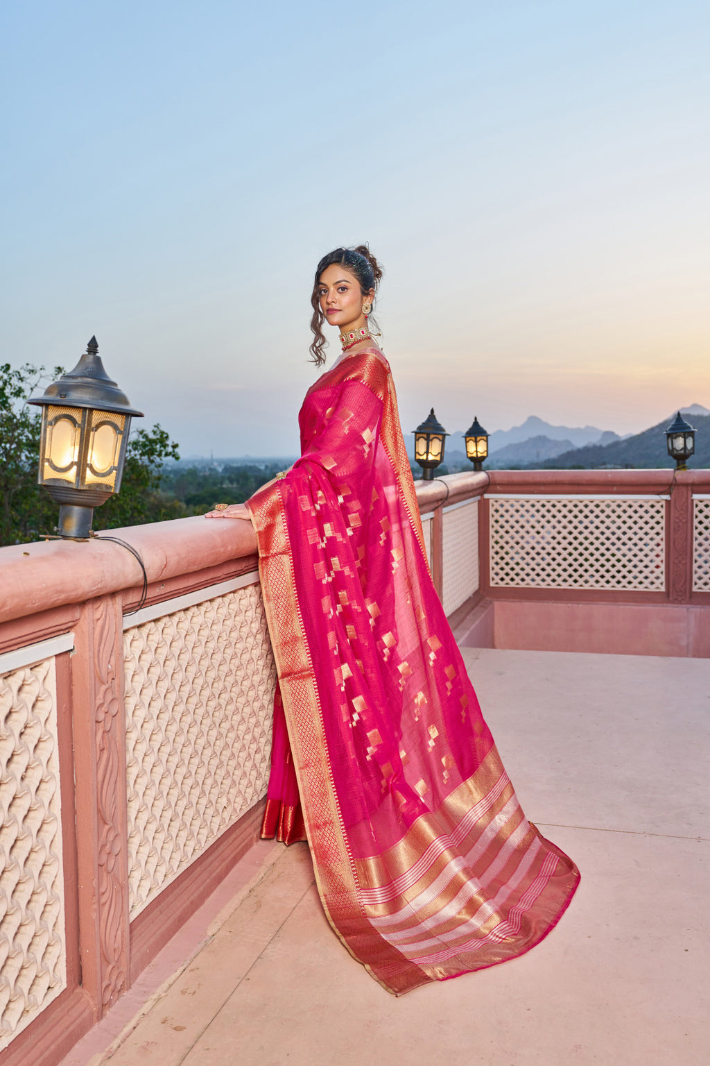 Kota doriya saree with zari weaving work