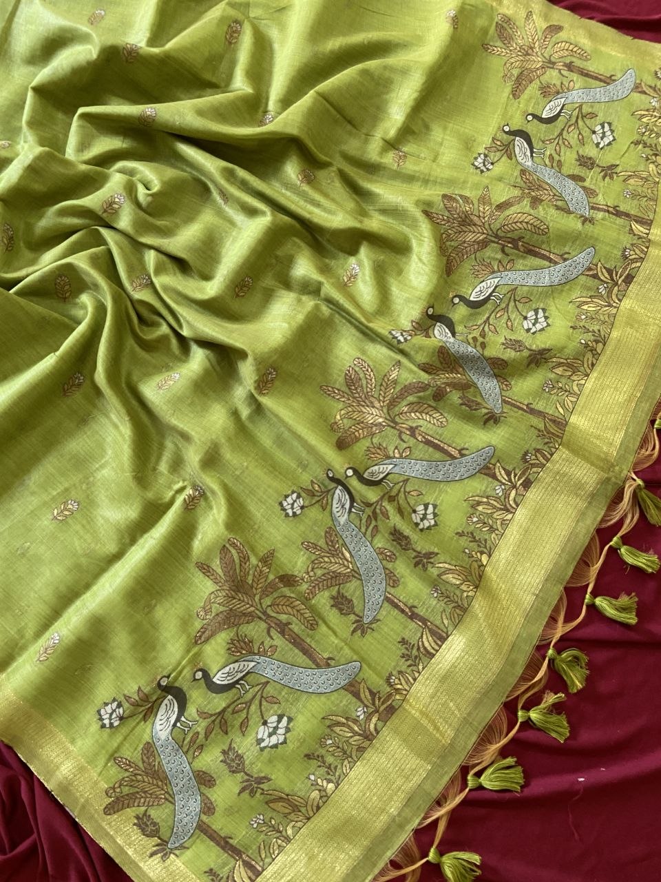 Soft muga cotton saree