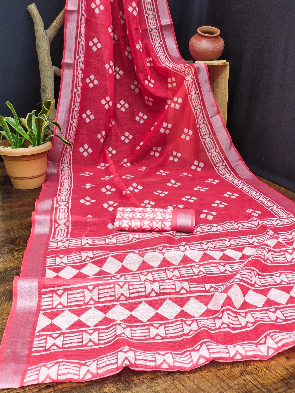 Soft Linen cotton saree