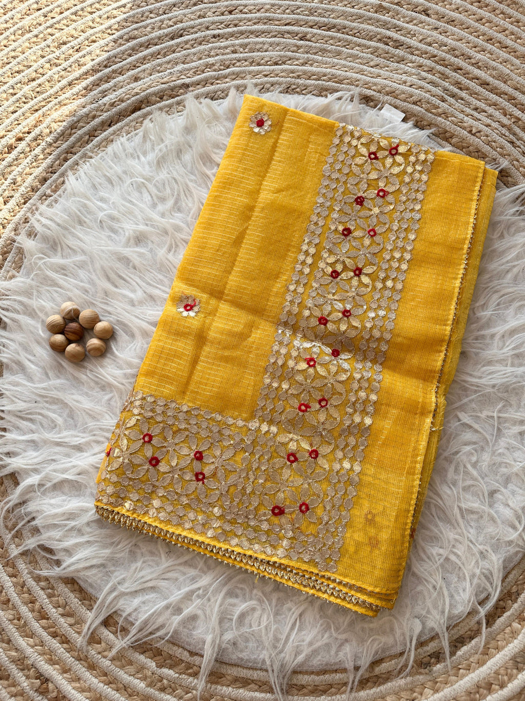 Banarasi Kota Silk Saree with Hand Gota Patti Work