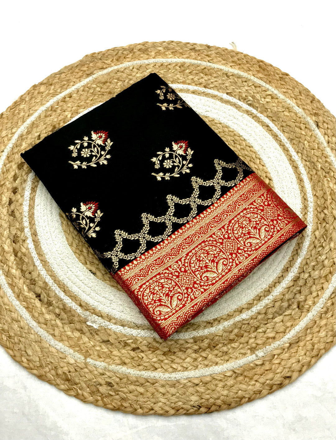 Traditional banarasi silk saree with zari weaving work