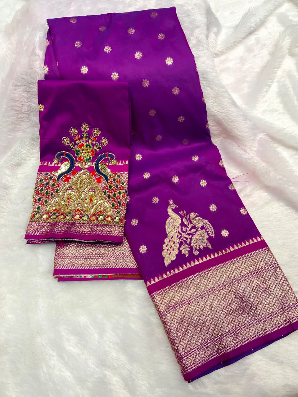 Premium soft banarasi silk saree with zari weaving work